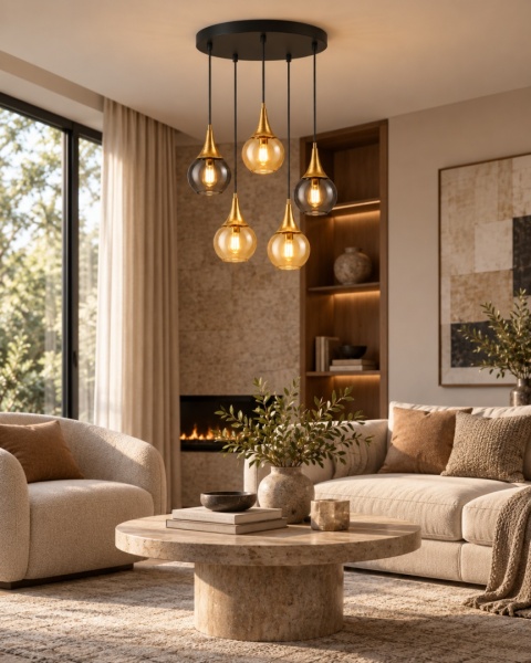 Lampa wisząca 5xE27 Lacrima Mix Black