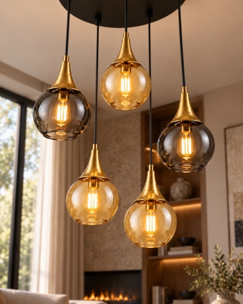 Lampa wisząca 5xE27 Lacrima Mix Black