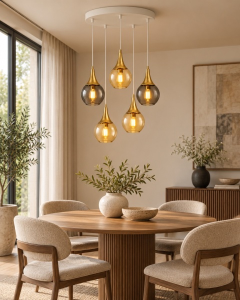 Lampa wisząca 5xE27 Lacrima Mix White