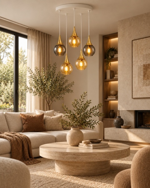 Lampa wisząca 5xE27 Lacrima Mix White