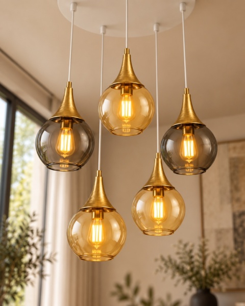 Lampa wisząca 5xE27 Lacrima Mix White