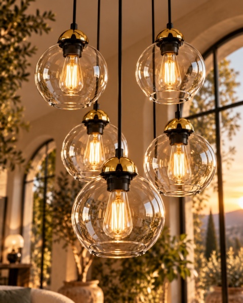 Lampa wisząca 5xE27 MIRAGE BLACK/GOLD