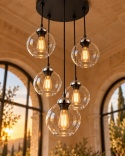 Lampa wisząca 5xE27 MIRAGE BLACK/SILVER
