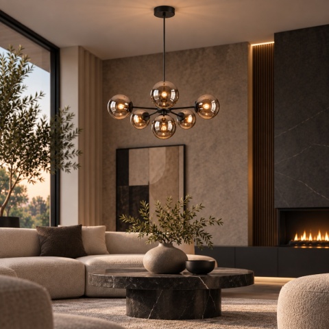 Pendant lamp 6xE27 Kaliope II Smoky