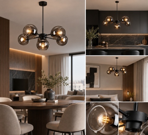 Lampa wisząca 6xE27 Kaliope Smoky