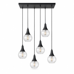 Lampa wisząca 6xE27 LACRIMA CLEAR BLACK