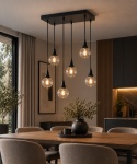 Lampa wisząca 6xE27 LACRIMA CLEAR BLACK