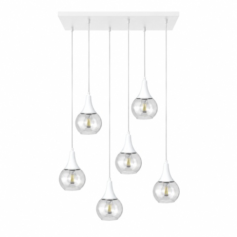 Lampa wisząca 6xE27 LACRIMA CLEAR WHITE