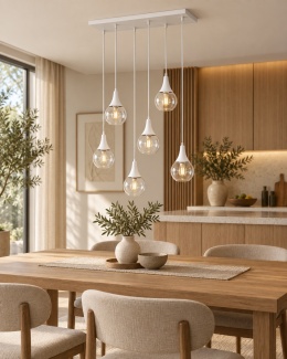 Lampa wisząca 6xE27 LACRIMA CLEAR WHITE
