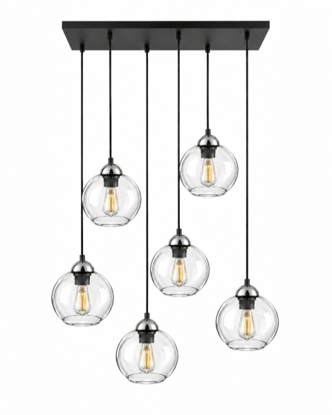 Lampa wisząca 6xE27 MIRAGE BLACK/SILVER