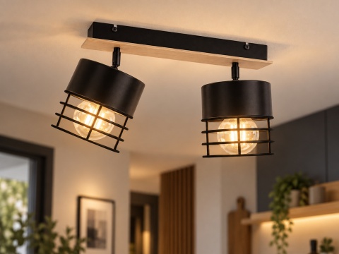 Spot 2xE27 CASA BLACK/WOOD