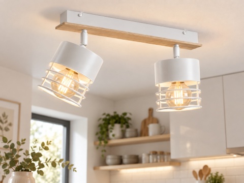 Spot 2xE27 CASA WHITE/WOOD