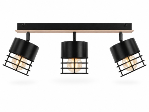 Spot 3xE27 CASA BLACK/WOOD
