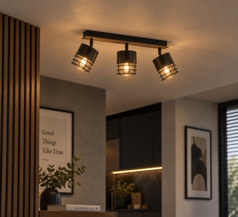 Spot 3xE27 CASA BLACK/WOOD