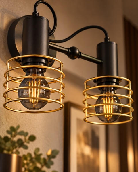 Kinkiet 2xE27 RUNE BLACK/GOLD