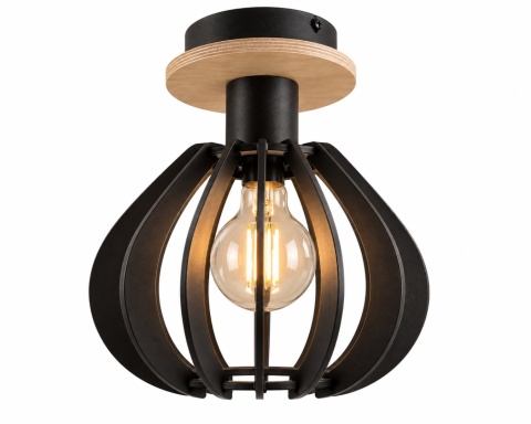 Lampa sufitowa 1xE27 NICOLETA BLACK AND NATURAL 810
