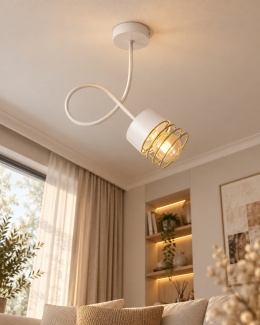 Lampa sufitowa 1xE27 ROYAL WHITE/GOLD