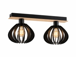 Lampa sufitowa 2xE27 NICOLETA BLACK AND NATURAL 812