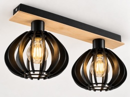 Lampa sufitowa 2xE27 NICOLETA BLACK AND NATURAL 812
