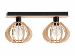 Lampa sufitowa 2xE27 NICOLETA NATURAL AND BLACK 822