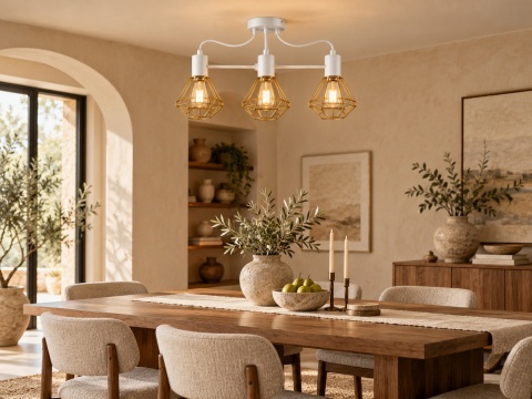 Lampa sufitowa 3xE27 LARS WHITE/GOLD