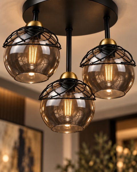 Lampa sufitowa 3xE27 MERA BLACK/GOLD