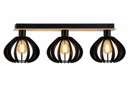 Lampa sufitowa 3xE27 NICOLETA BLACK AND NATURAL 813