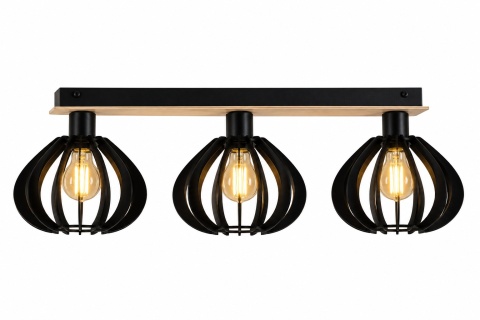 Lampa sufitowa 3xE27 NICOLETA BLACK AND NATURAL 813