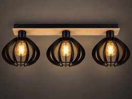 Lampa sufitowa 3xE27 NICOLETA BLACK AND NATURAL 813