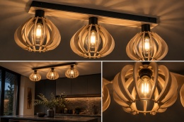 Lampa sufitowa 3xE27 NICOLETA NATURAL AND BLACK 823