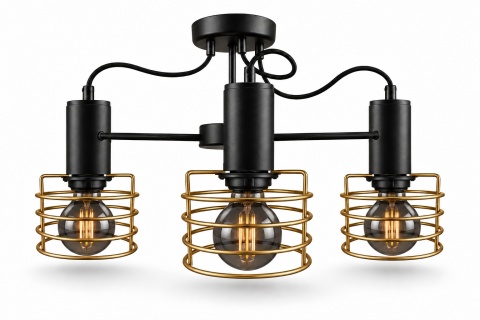 Lampa sufitowa 3xE27 RUNE BLACK/GOLD