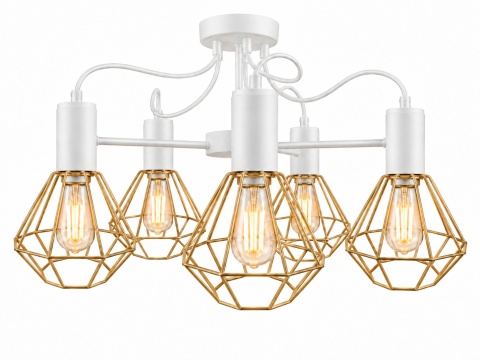 Lampa sufitowa 5xE27 LARS WHITE/GOLD