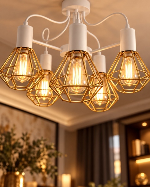 Lampa sufitowa 5xE27 LARS WHITE/GOLD