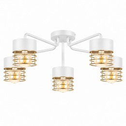 Lampa sufitowa 5xE27 ROYAL WHITE/GOLD
