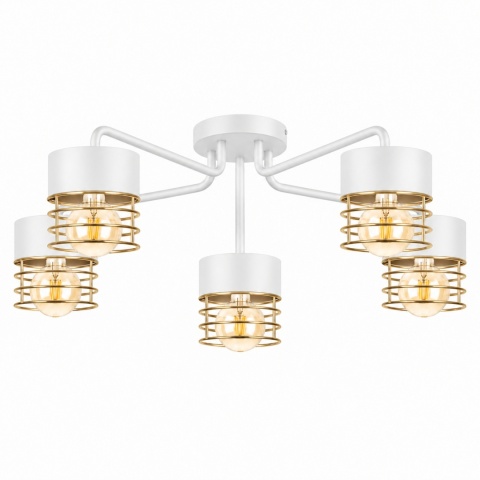 Lampa sufitowa 5xE27 ROYAL WHITE/GOLD