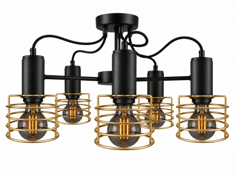 Lampa sufitowa 5xE27 RUNE BLACK/GOLD