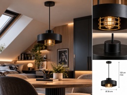Lampa wisząca 1xE27 BOSSI II GOLD/BLACK