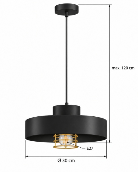 Lampa wisząca 1xE27 BOSSI II GOLD/BLACK