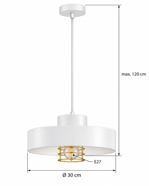 Lampa wisząca 1xE27 BOSSI II GOLD/WHITE