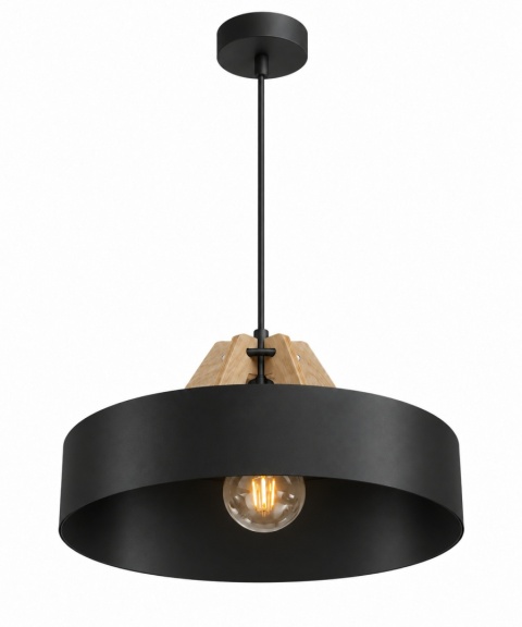 Lampa wisząca 1xE27 BOSSI WOOD NATURAL/BLACK