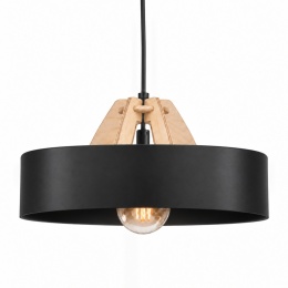 Lampa wisząca 1xE27 BOSSI WOOD NATURAL/BLACK