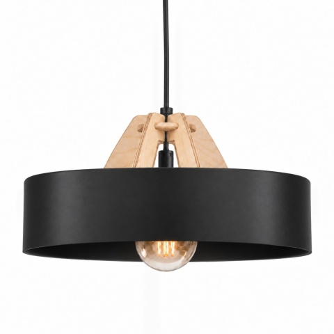 Lampa wisząca 1xE27 BOSSI WOOD NATURAL/BLACK