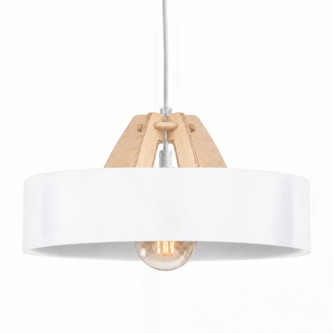 Lampa wisząca 1xE27 BOSSI WOOD NATURAL/WHITE