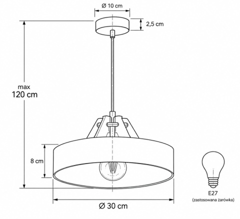 Lampa wisząca 1xE27 BOSSI WOOD NATURAL/WHITE
