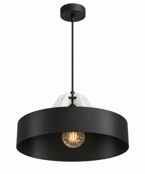 Lampa wisząca 1xE27 BOSSI WOOD WHITE/BLACK