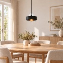 Lampa wisząca 1xE27 BOSSI WOOD WHITE/BLACK