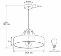 Lampa wisząca 1xE27 BOSSI WOOD WHITE/BLACK