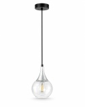 Lampa wisząca 1xE27 LACRIMA CLEAR BLACK/SILVER