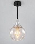 Lampa wisząca 1xE27 LACRIMA CLEAR BLACK/SILVER
