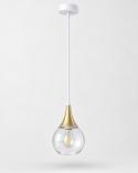 Lampa wisząca 1xE27 LACRIMA CLEAR WHITE/GOLD